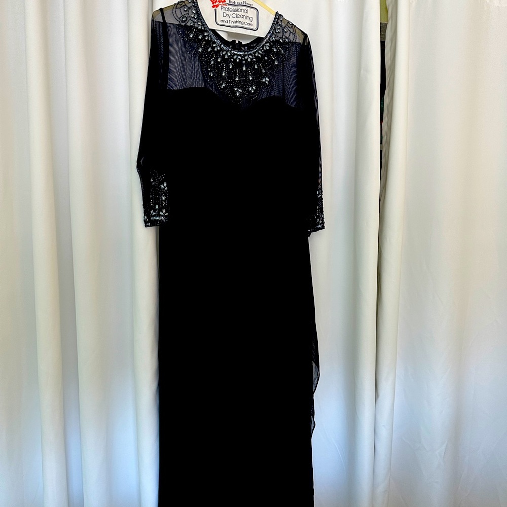 Formal lightweight navy dress with beaded detail. Worn once